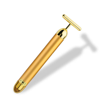 24K Gold Facial Slimming Beauty Bar – Pulse Vibrating Roller for Skin Lifting, Firming & Wrinkle Tightening