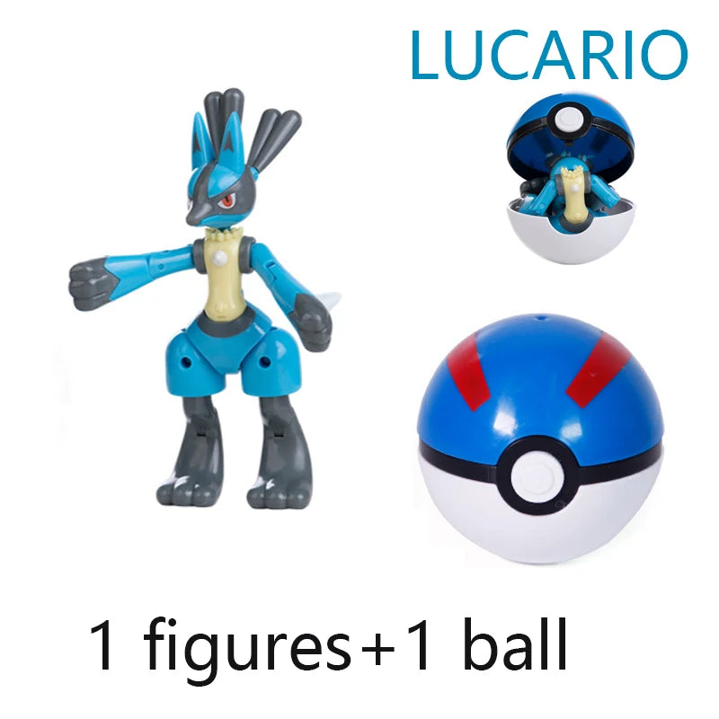 New Pokémon Action Figures – Pikachu, Charizard & Greninja Pocket Monster Poké Ball Deformation Toys for Kids Birthday Gifts