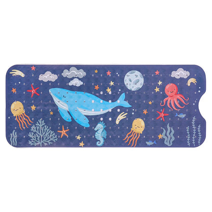 40x100cm Cartoon Sea World Anti-Skid Bath Mat – Soft Non-Slip Shower Mat with Suction Cups for Kids & Elderly