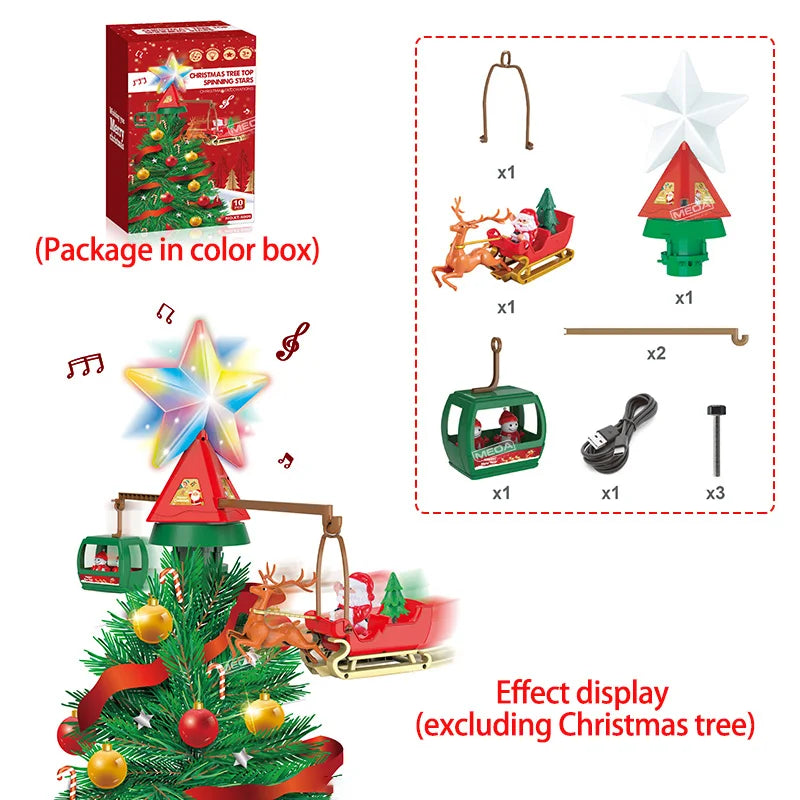 Battery Operated Railway Train with Sound & Light – Electric Christmas Tree Top Star Track Toy for Kids