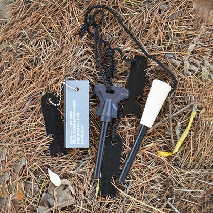 Portable Magnesium Fire Starter Stick – Flint Lighter with Wooden Handle for Outdoor Survival & Camping