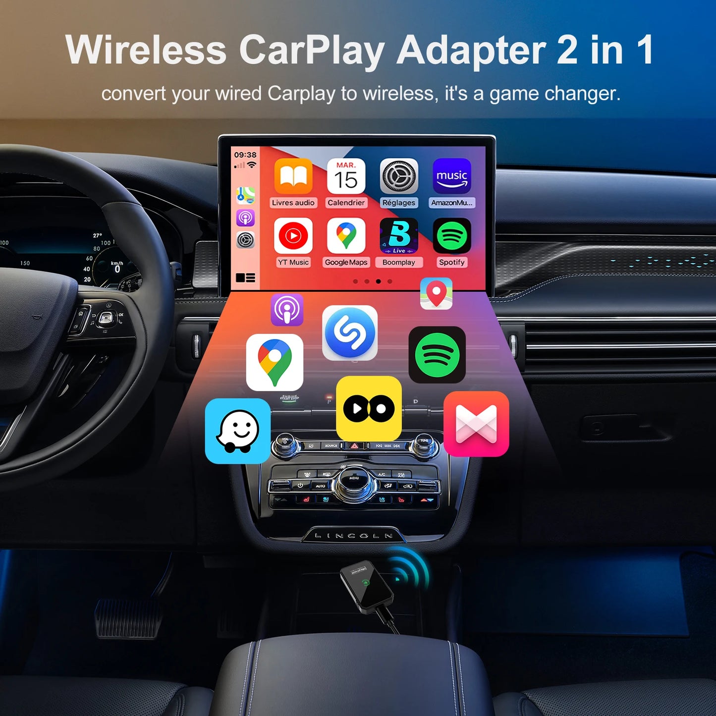 IHeylinkit Wireless CarPlay & Android Auto Adapter – Auto-Connect Dongle with Zinc Alloy Shell for Most Vehicles