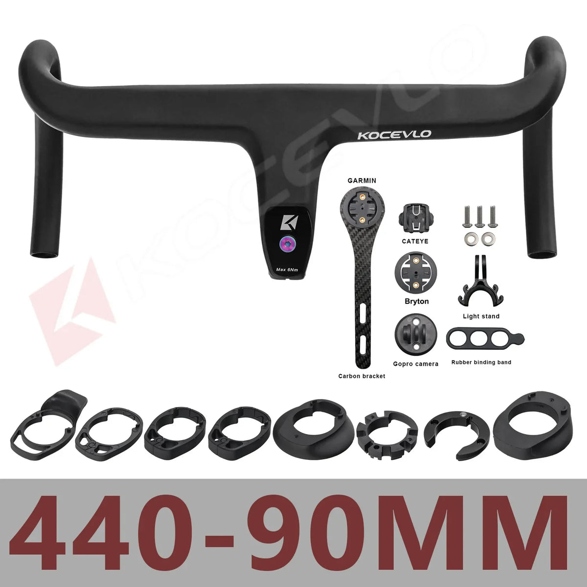 KOCEVLO Carbon Fiber Road Bike Handlebar - Integrated Internal Cable Routing Drop Bar with Computer Mount and Washers