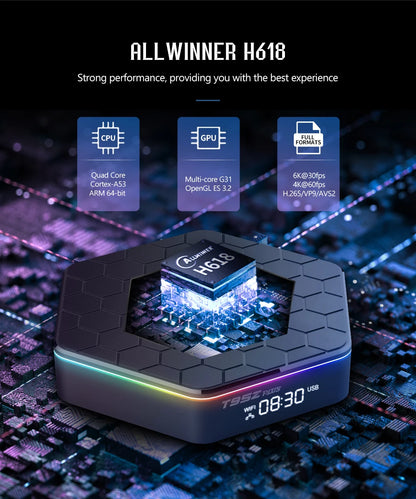 Global Smart TV Box – WIFI6, Bluetooth 5, Allwinner H618, 32GB/64GB, T95ZPLUS 4K HDR10 Media Streamer, Multi-Language Support