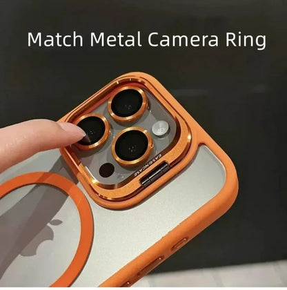 Luxury Magnetic Shockproof Phone Case - MagSafe Compatible iPhone Cover with Stand & Glass Lens Protection for iPhone 17 16 15 14 13 12 11 Pro Max