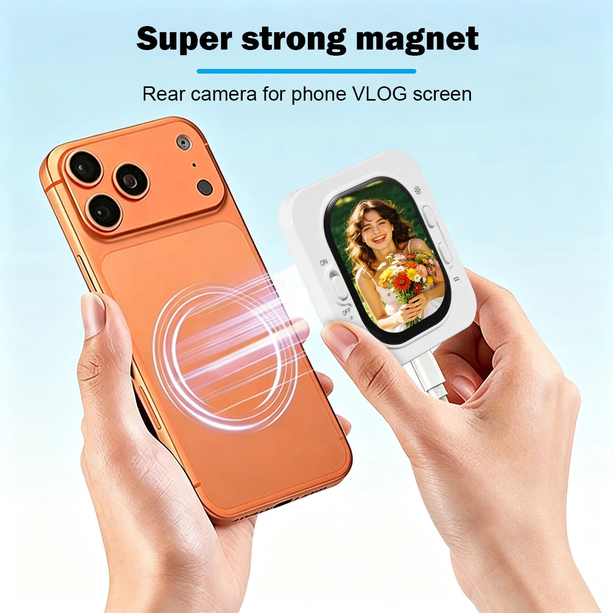Phone Vlog Selfie Monitor - Rear Camera Screen Holder Clip Mount for iPhone Live Streaming