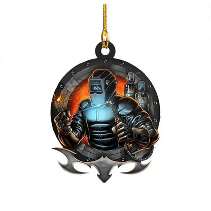 Acrylic Christmas Welder Ornament – Cartoon Tree Hanging Decoration for Car Mirror or Holiday Crafts