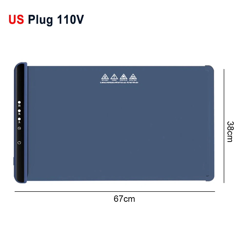 Electric Warming Tray – Foldable Portable Smart Food Warmer Plate with 3 Temperature Settings for Fast Heating