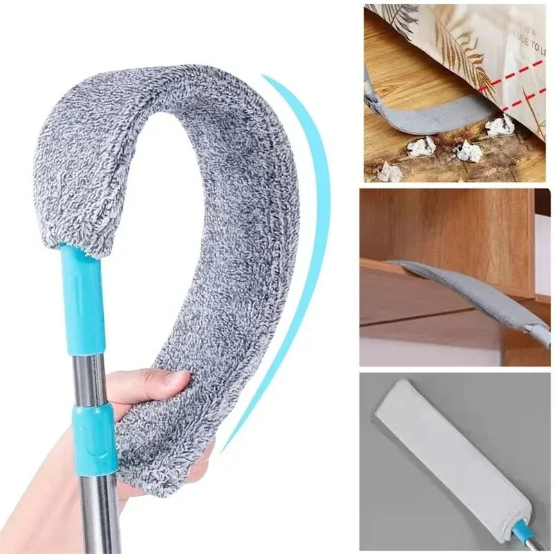 Telescopic Long Handle Broom — Microfiber Dust Brush for Home Blinds, Easy-to-Use Household Cleaning Tool