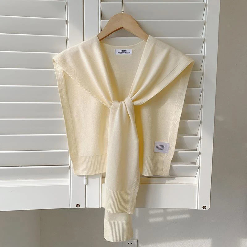 Lightweight Knitted Shawl for Women – Style Summer Cape with Fake Collar