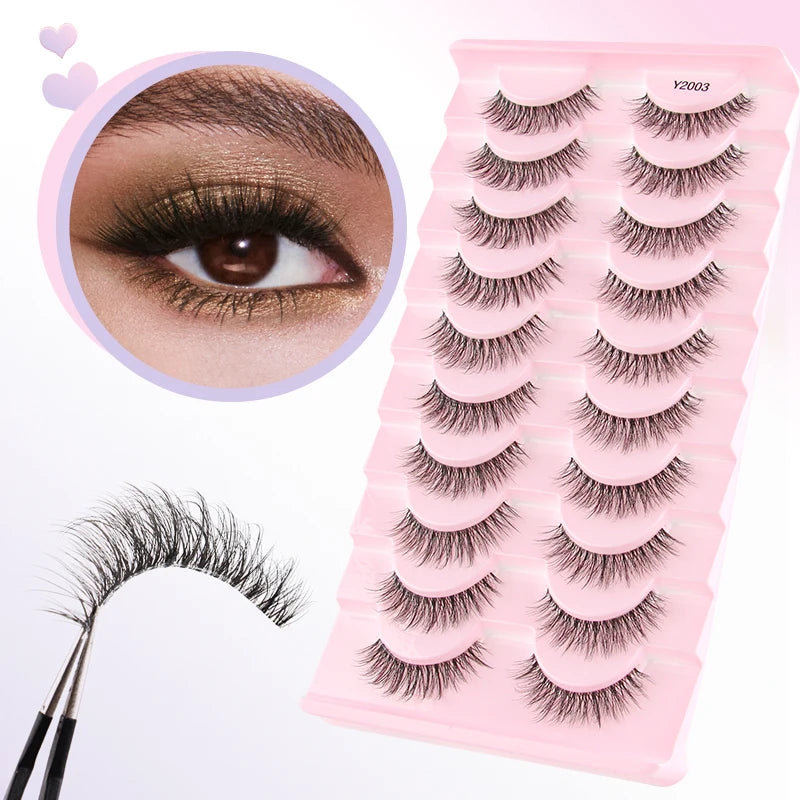 SHIDISHANGPIN 5/10 Pairs Cat Eye False Lashes – 3D Mink Half Lashes, Eyelash Extensions for Natural Makeup, Faux Cils Maquiagem