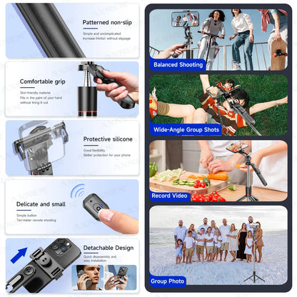 F16 Selfie Stick Tripod – 1708mm 8-Section Extendable Pole with Bluetooth Remote, 360° Rotation & 1/4 Screw Mount for Phone Camera Vlogging & Photography