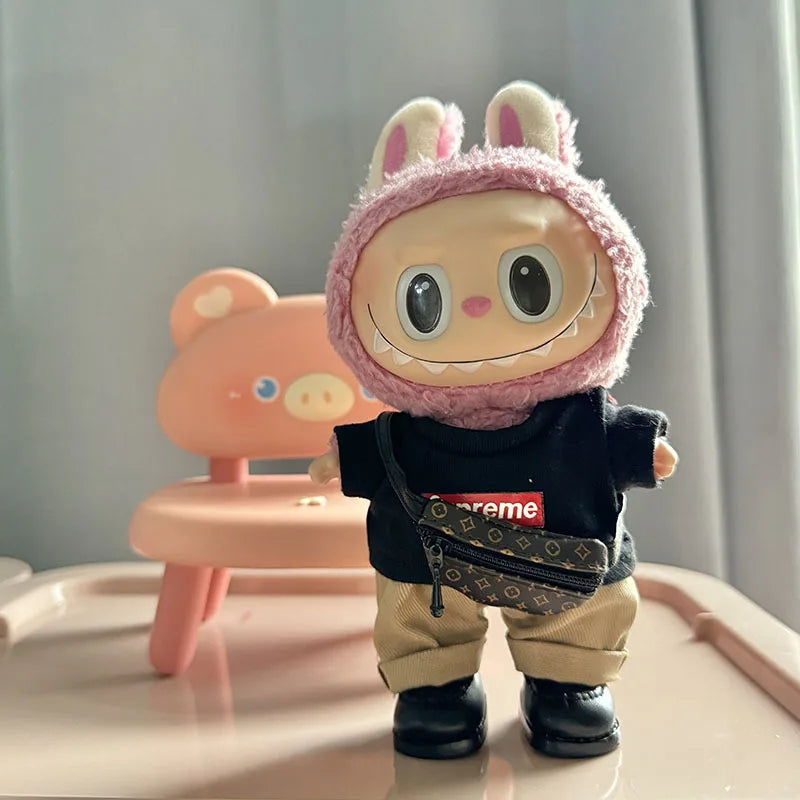 17cm Lovely Labubu Doll Clothes - First & Second Generation Supreme Clothing Set, Multi-Color Outfits