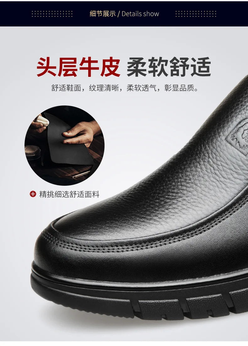 Genuine Leather Handmade Men's Shoes – Casual Loafers, Breathable Slip-On Walking Sneakers for Outdoor Wear