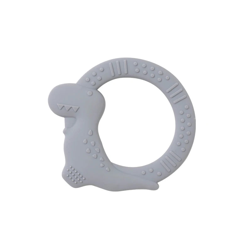 BPA Free Silicone Dinosaur Teether - Baby Molar Stick Chew Toy for Toddlers Infant Teething Relief
