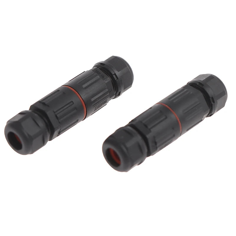 IP68 Waterproof Outdoor 2/3 Pin Electrical Plug Connector – Industrial Quick Screw Wire Cable Socket Straight Connection