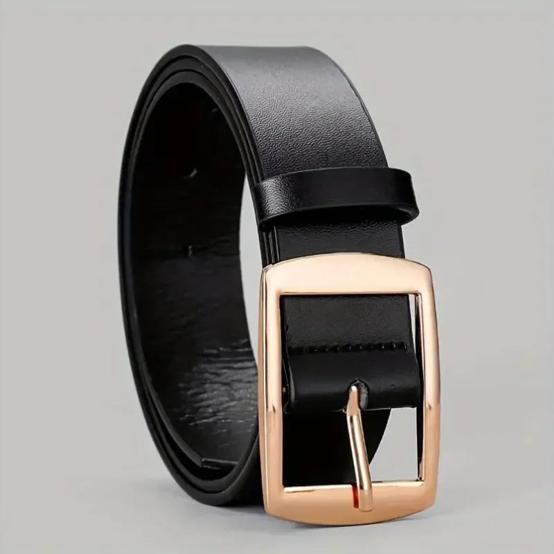 New Luxury Men’s PU Leather Belt – High-Quality Metal Pin Buckle Designer Waist Strap for Jeans, Plus Size