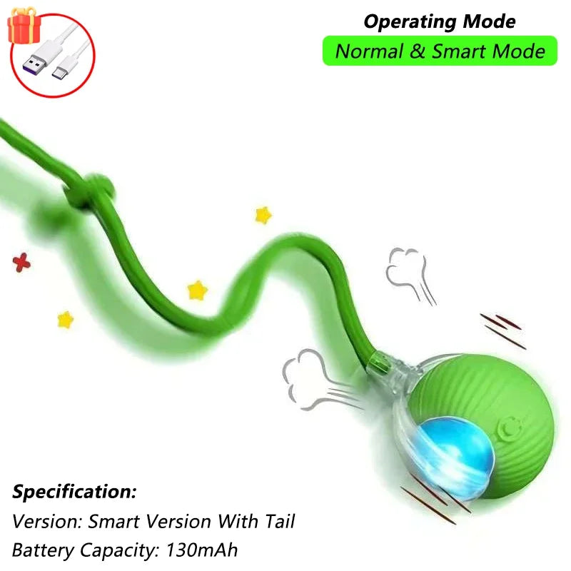 Cat Interactive Ball Toy – Automatic Rolling Ball with Tail, Rechargeable Smart Pet Toy, Intelligent Mouse for Cats