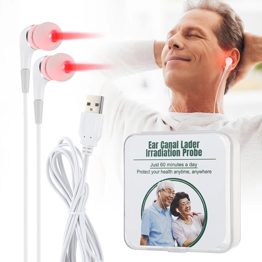 Tinnitus Ear Laser Therapy – LLLT Irradiation Earplug for Otitis Media, Deafness, Diabetes & Hypertension Treatment