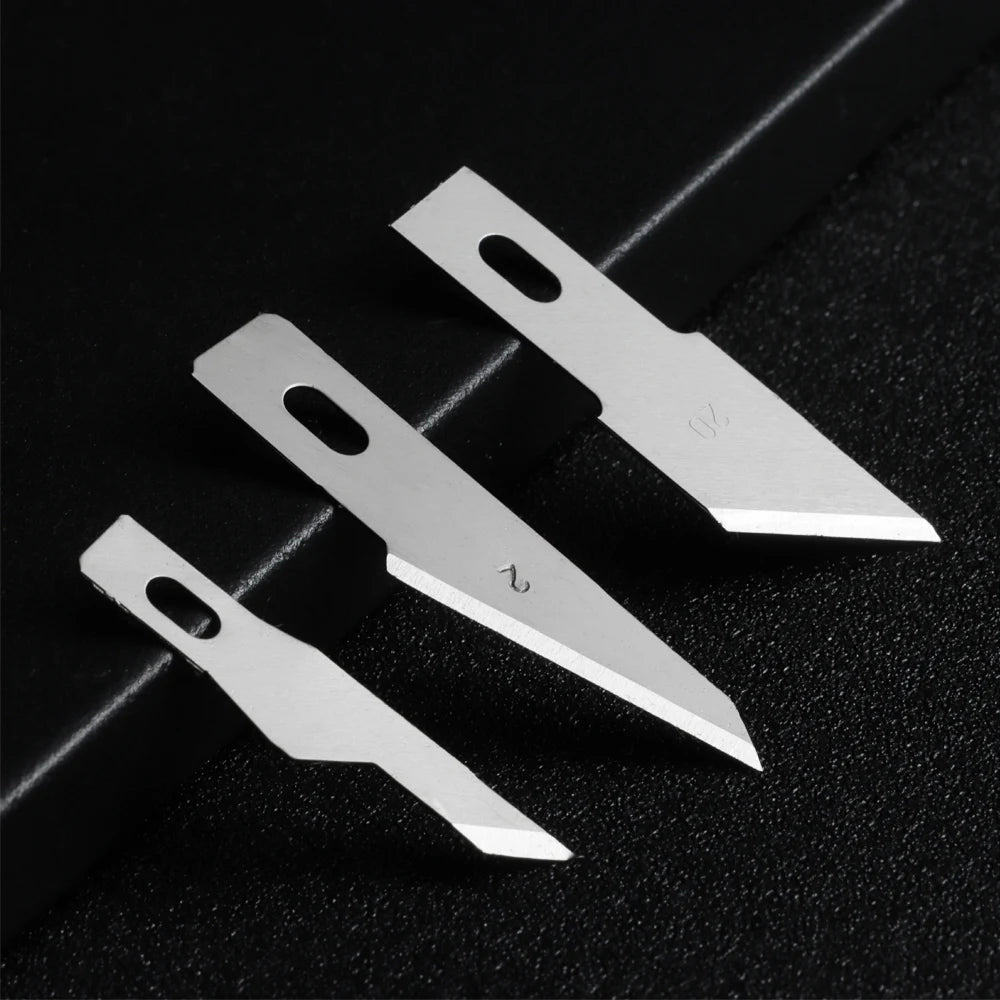 10pcs Non-Slip Metal Craft Knife Blades – Precision Engraving & Cutter Tools for PCB Repair & Mobile Phone Scalpel