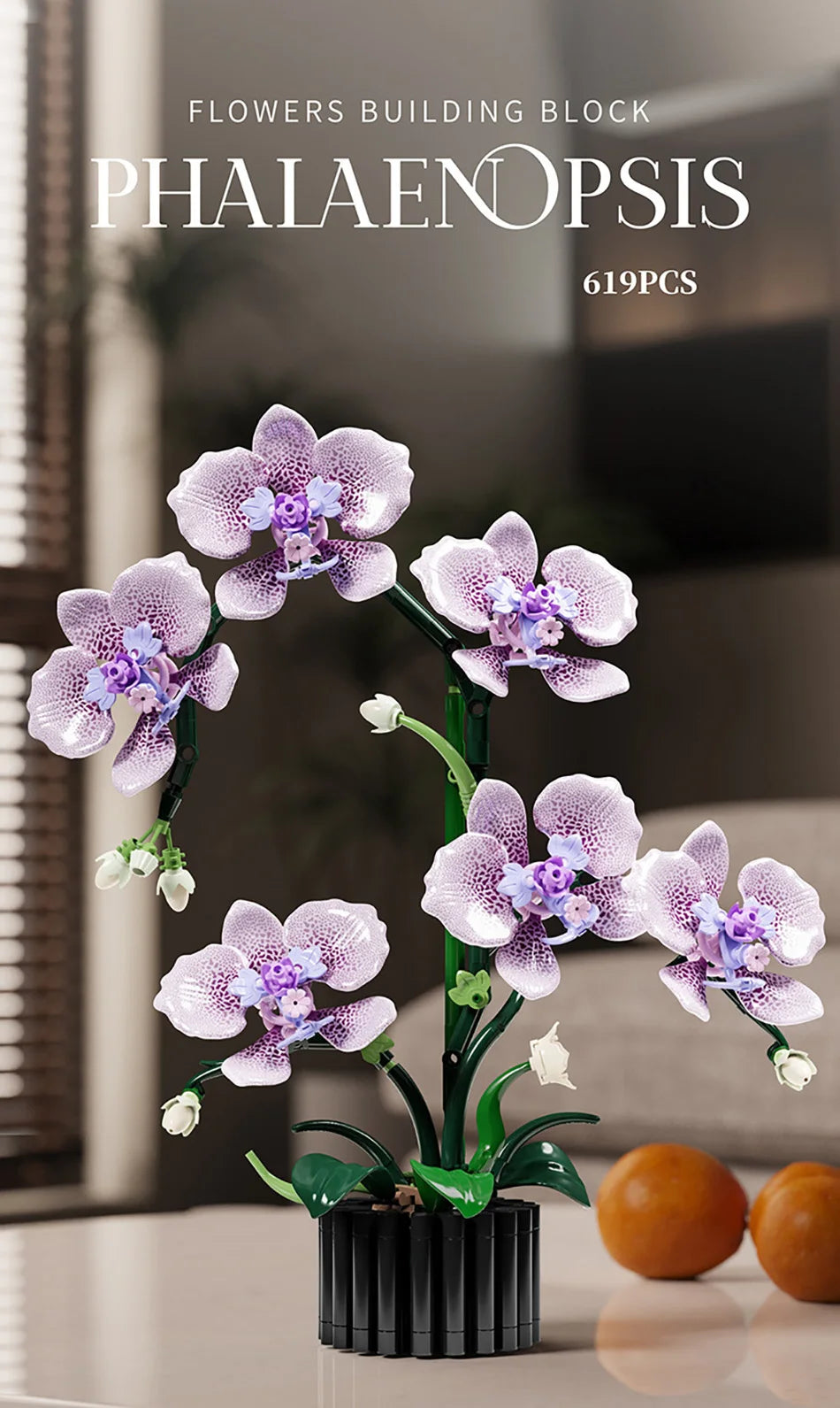 Orchid Cymbidium Building Blocks Set – DIY Potted Phalaenopsis Flower Simulation Toy for Valentine’s Gift