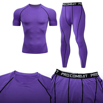2-Piece Men’s Compression Sportswear Set — Gym, Yoga, Workout & Jogging Tracksuit