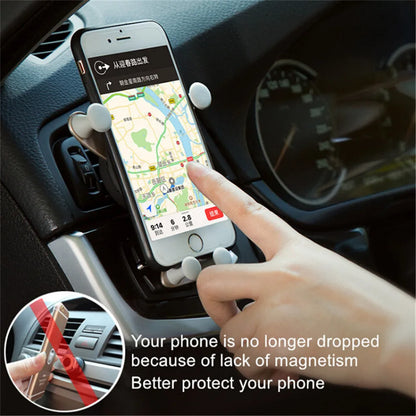 Gravity Car Phone Holder – Air Vent Clip with Smile Face Bear, Mobile Stand for iPhone, Samsung, and GPS Devices