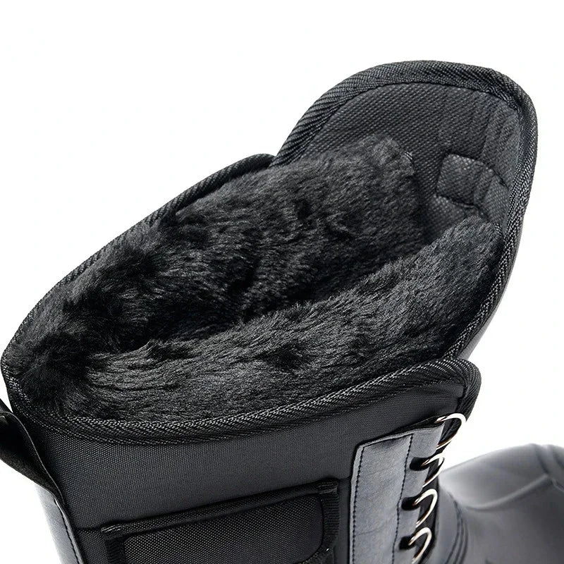 Men’s Waterproof Non-Slip Rain Boots — Cotton Mountaineering & Fishing Work Shoes for Spring Farm Use