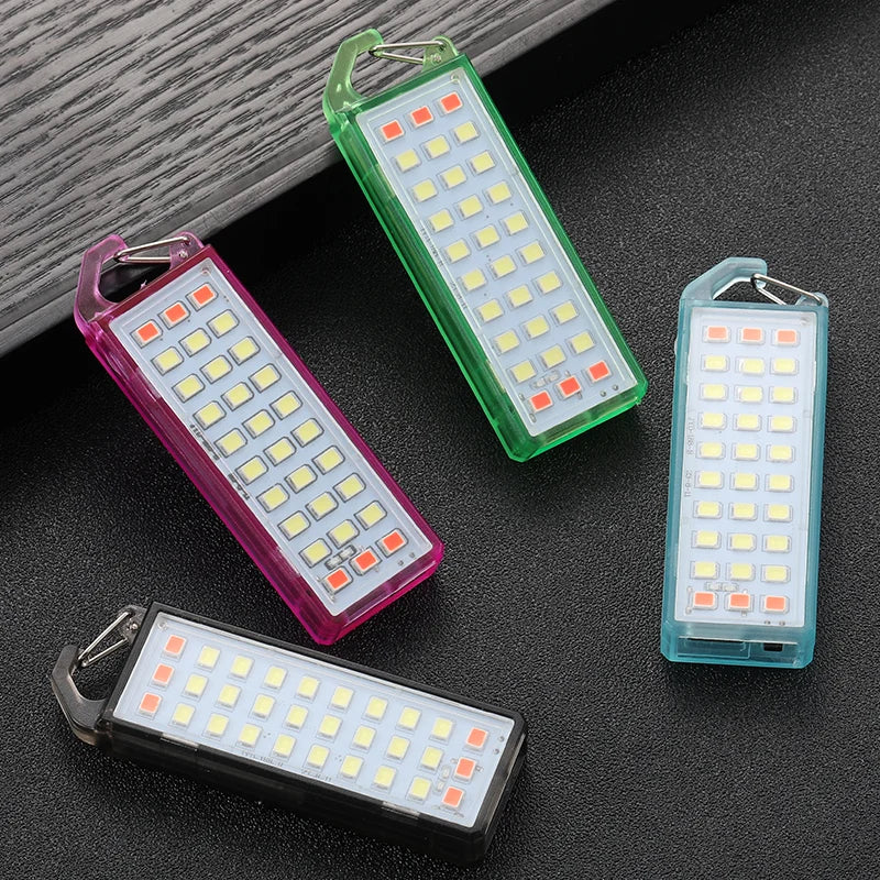 30LED Mini Keychain Flashlight - USB Rechargeable Portable Safety Light for Backpack, Camping, Hiking & Emergency Use