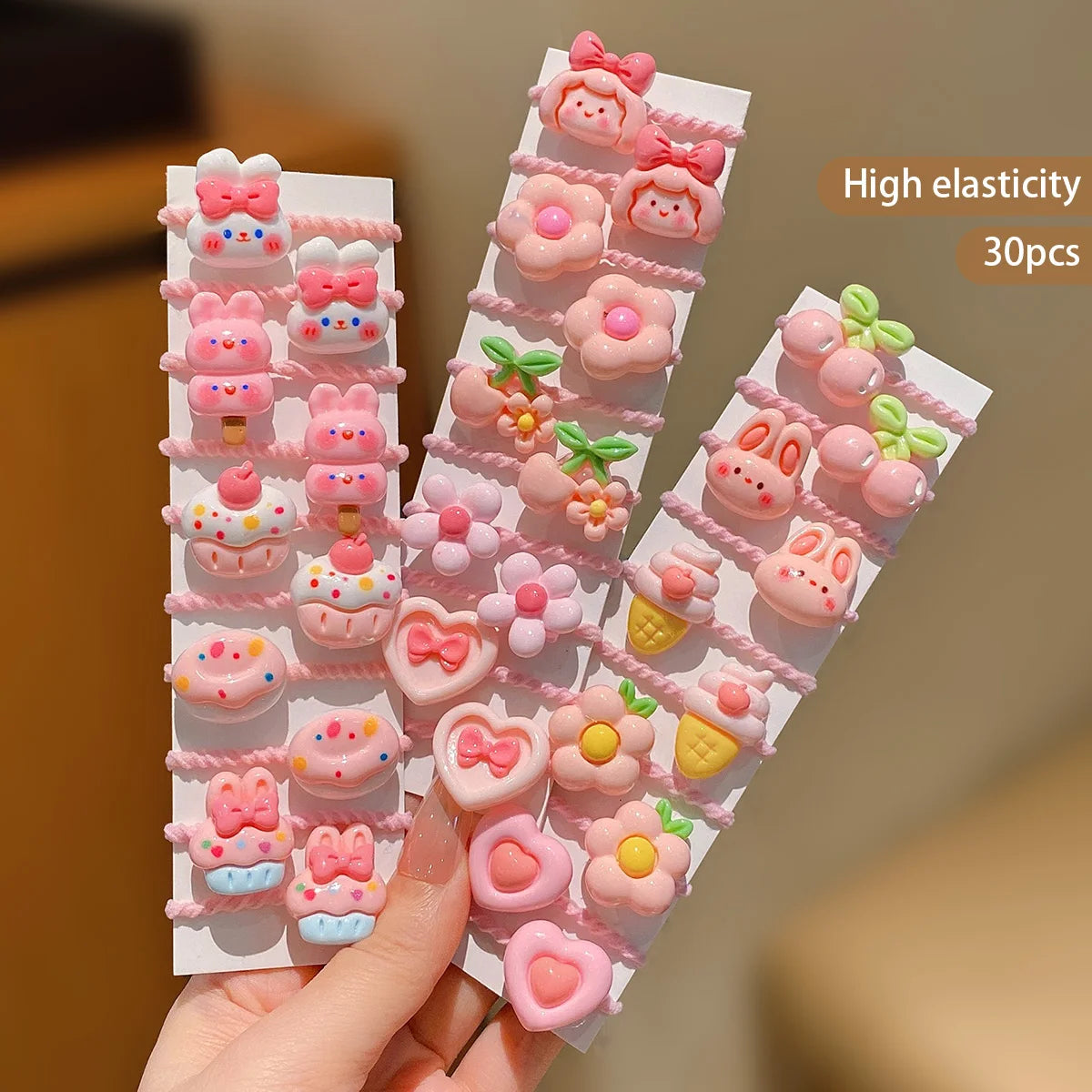 30-Piece Cute Cartoon Hair Bands for Girls - Colorful Children’s Elastic Hair Ties for Everyday Hairstyles