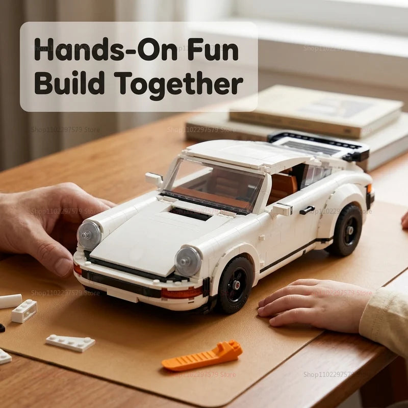 1458PCS Retro Car Building Blocks Set - 2-in-1 Classic Race Car STEM DIY Toy for Teens & Adults