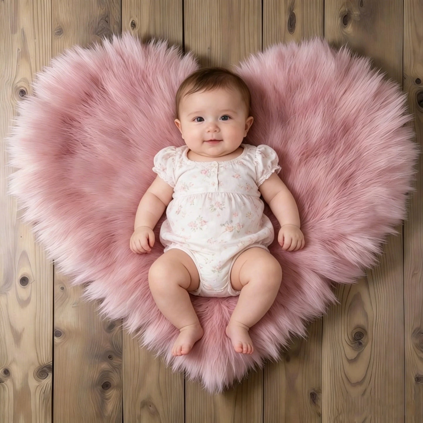 Ylsteed Heart-Shaped Faux Fur Baby Blanket - Soft Newborn Photography Prop & Photo Shoot Background Mat