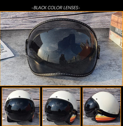 Universal Motorcycle Helmet Sun Visor – Anti-UV Windproof Bubble Lens for Open Face 3/4 Helmets