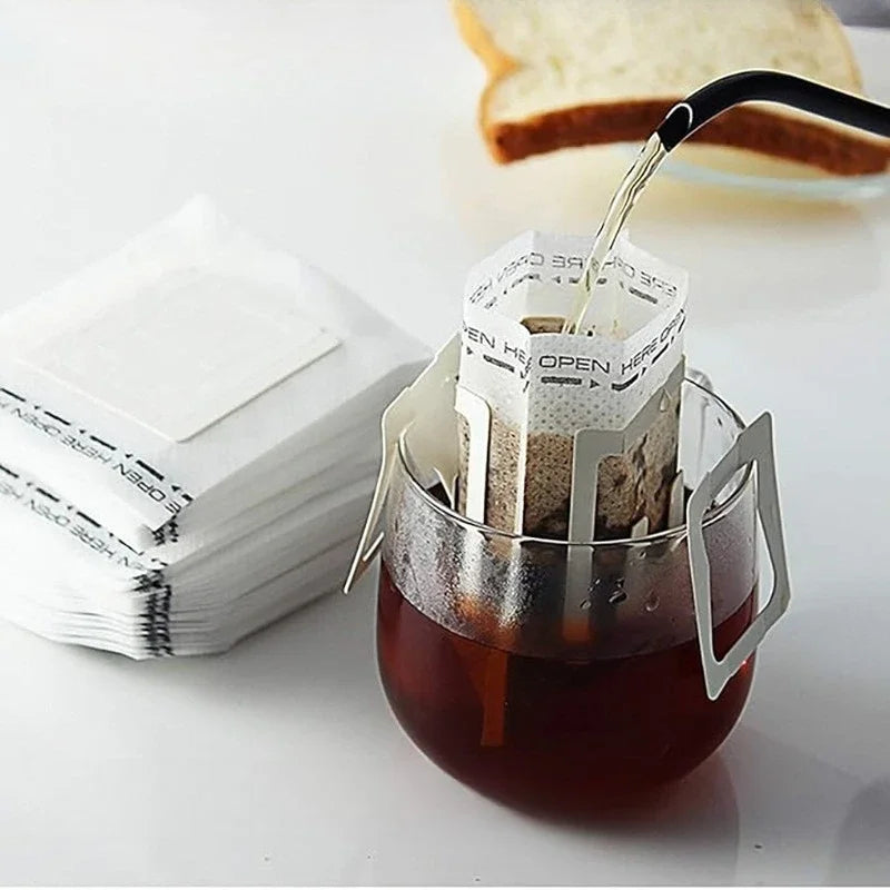 Biodegradable Disposable Coffee Filter Bags – Fast Flow Drip Brewing Paper Filters for Coffee & Tea, Travel & Home Use