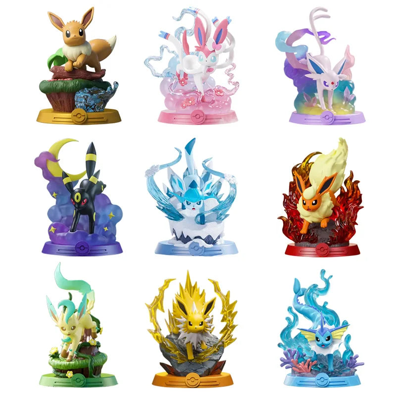 9-Style Pokemon Eeveelution Figures – Espeon, Sylveon, Glaceon, Leafeon, Vaporeon, Umbreon, Flareon Anime Pocket Monster Toy