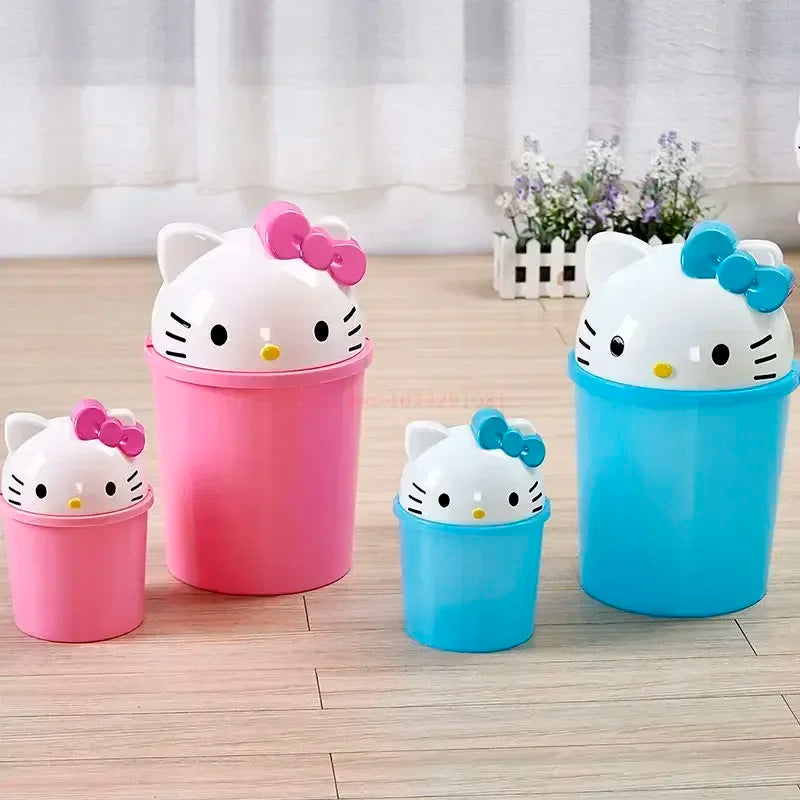 Sanrio Hello Kitty Kawaii Trash Can – Cute Dustbin for Bedroom & Living Room Garbage Disposal