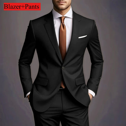 2026 Luxury Men's 2-Piece Suit Set - Elegant Slim Fit Wedding Groom Tuxedo & Casual Formal Wear