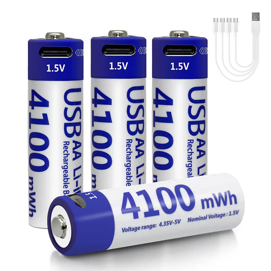 MATOV 1.5V 4100mWh AA Rechargeable Battery – USB Type-C Li-ion Battery for Remote Control, Smart Door Locks & Toys