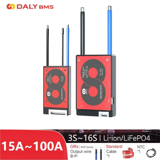 DALY BMS Battery Management System - 3S–16S Li-Ion & LiFePO4 Balancing Board with NTC, 15A–100A Protection