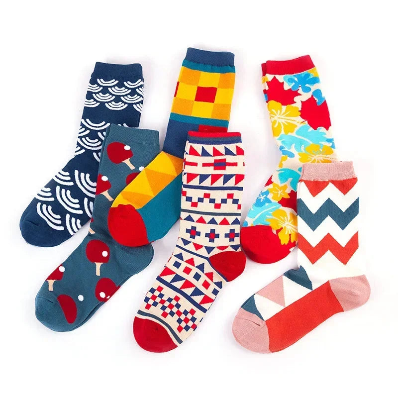 Men's Cotton Dress Socks 5-Pair Pack - Funny Casual Novelty Crew Socks Gift Set