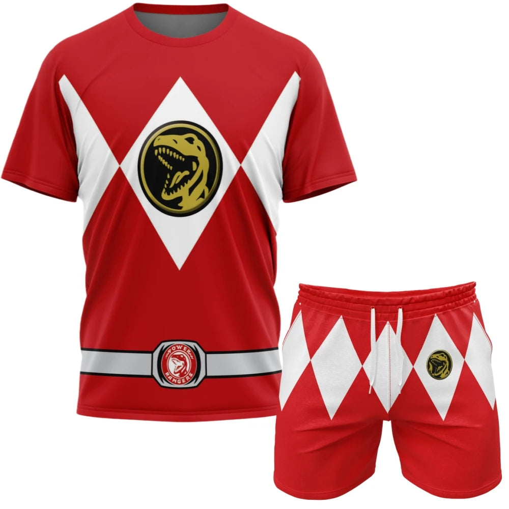 2026 Power Rangers Oversized Sportswear Set - Breathable Quick-Dry Tee & Shorts for Men & Women