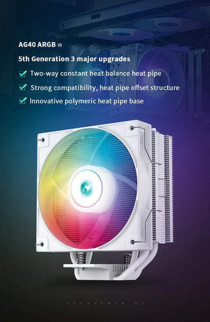 DEEPCOOL AG400 CPU Air Cooler — 4 Heat Pipe ARGB PWM Radiator, 220W TDP for Intel LGA1700/1200/115X/1151/1155 & AMD AM4/AM5