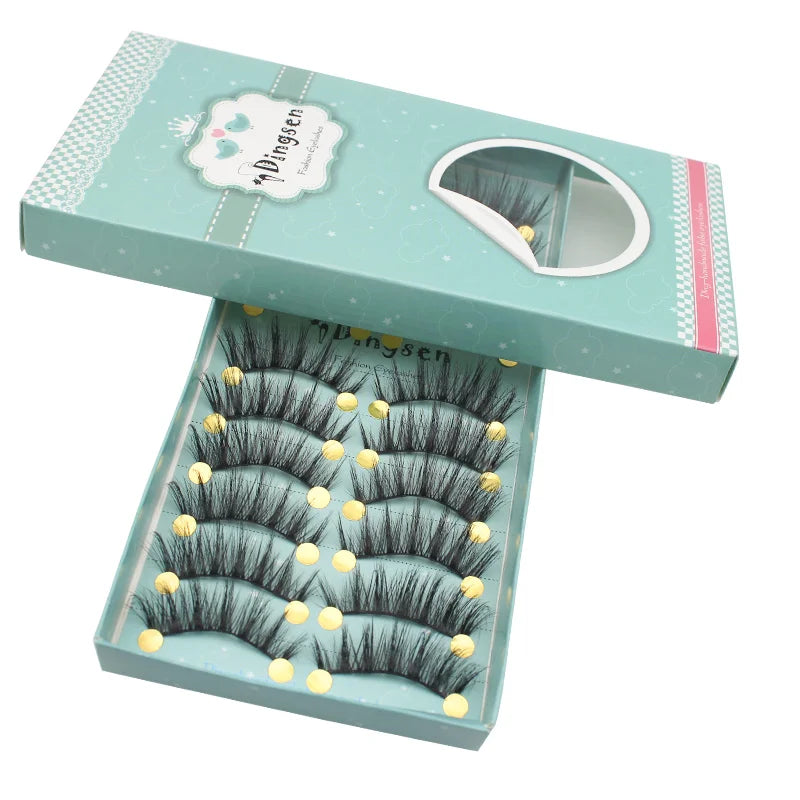 DINGSEN 10 Pairs Handmade Eyelash Fans – Individual False Lashes for Beauty & Makeup, Factory Price