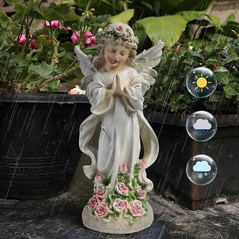 Waterproof Solar Flower Fairy Night Light – Angel Girl Statue for Outdoor Garden & Courtyard, Home Decoration Sculpture