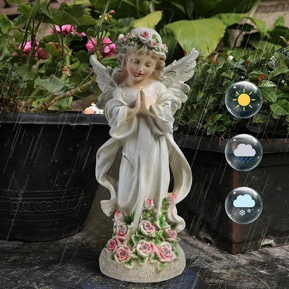 Waterproof Solar Flower Fairy Night Light – Angel Girl Statue for Outdoor Garden & Courtyard, Home Decoration Sculpture