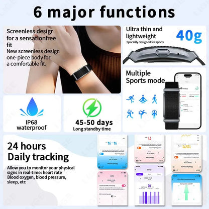 LIGE No-Screen Fitness Smart Bracelet - Sports Activity Tracker with Call Alerts, Heart Rate Monitor & IP68 Waterproof Design