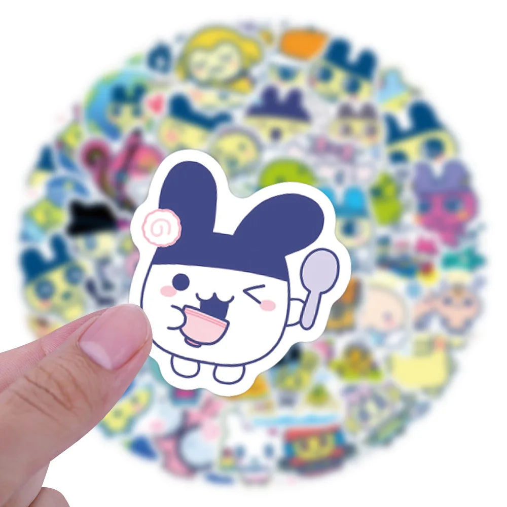 100-Piece Tamagotchi Graffiti Sticker Set - Cute Cartoon Stickers for Notebooks, Luggage, Scrapbooks, and DIY Crafts