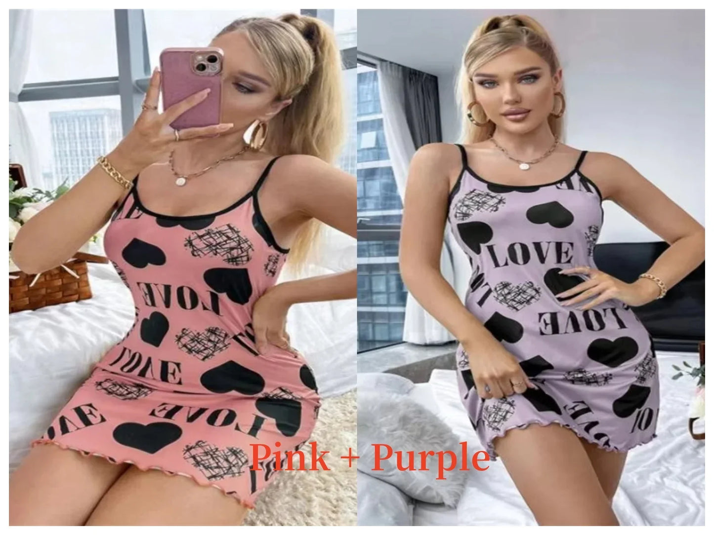 Women’s Cute Cartoon Nightgown - Sexy Halter Back Summer Pajamas & Home Wear Short Dress