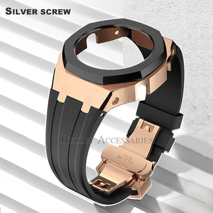 GEN4 Casioak GA2100 Mod Kit – Stainless Steel Case, Bezel, and Rubber Strap Replacement for G-SHOCK GA2100/GA2110