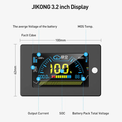 JIKONG BMS 3.2-Inch LCD Display - Intelligent Battery Level Monitor for JK BMS Systems